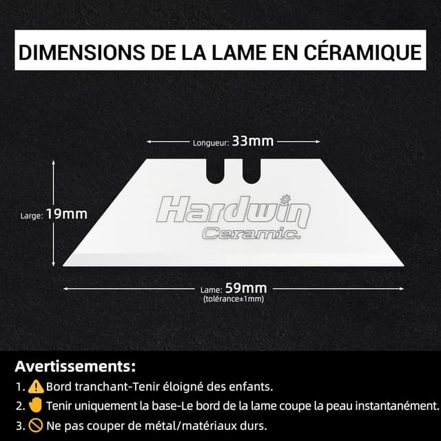 Detalle 2 de Lames cutter trapèze en céramique, lot de 5