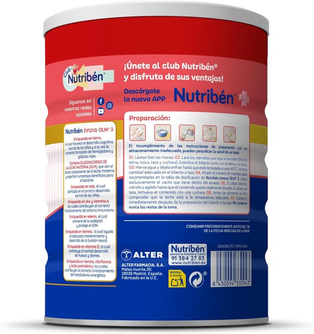 Thumbnail 2 de Nutribén Innova 3 Leche en Polvo Bebé 1kg 🍼
