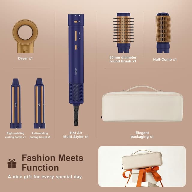 Detalle de 5 in 1 Multi Hot Air Styler Wrap (110,000 RPM) Hair Dryer Brush with Auto Wrap Curlers