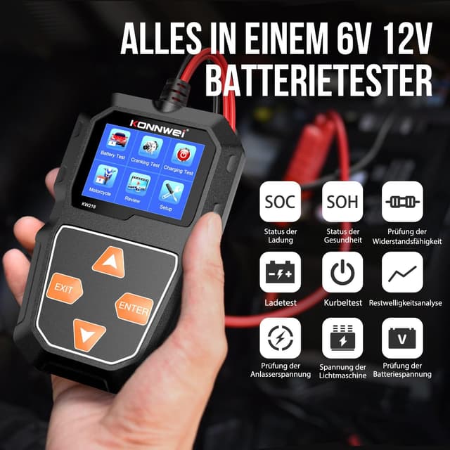 Detalle 2 de KONNWEI KW218 Batterietester 6V/12V