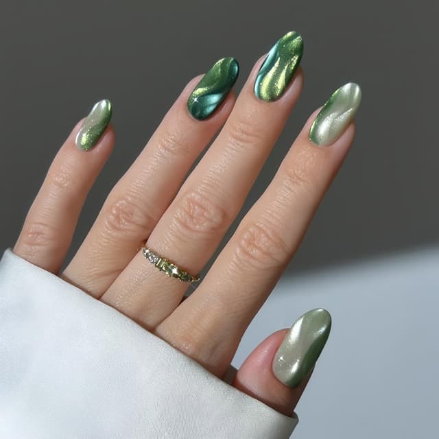 Detalle 2 de Senvenski Gelatina Vetro Cat Eye con bacchetta magnetica semipermanente Giada Verde (15 ml)