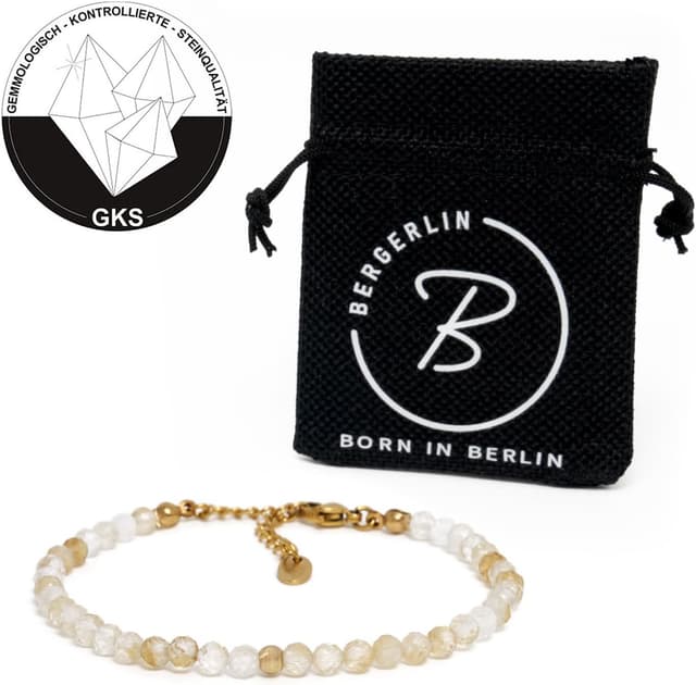 Detalle de BERGERLIN Echtes Citrin Perlenarmband 17–21cm