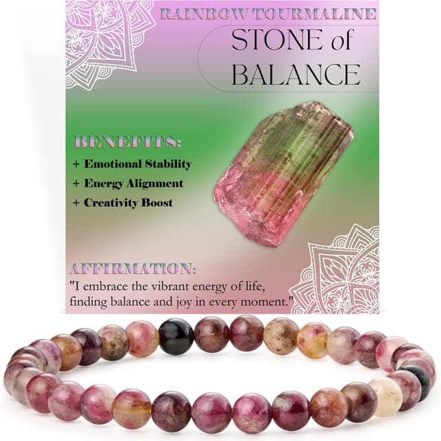 Detalle de Bivei braccialetto da donna in perline da 6 mm con cristallo naturale elastico