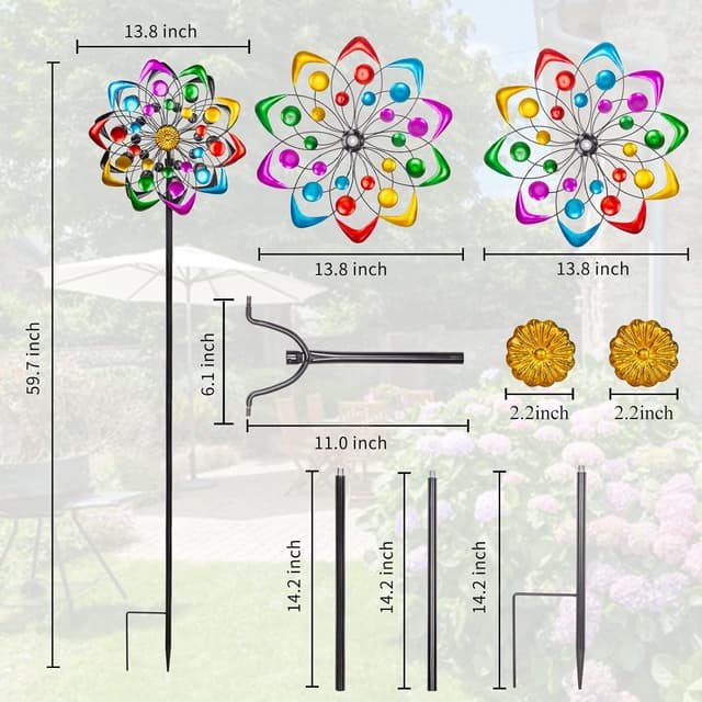 Detalle de Viveta Kinetic Wind Spinner (59 inch) Outdoor Metal Windmill Yard Sculpture