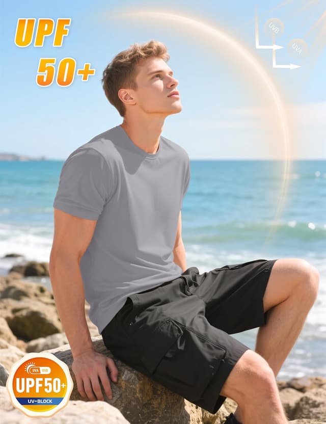 Detalle de KEFITEVD UV-Shirt Herren – kurzarm Sportshirt mit schnelltrocknender, atmungsaktiver Funktionsfaser (UPF 50+)