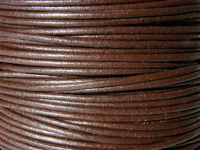 Detalle de Benda/corda/striscia in pelle marrone, circa 2 mm, lunghezza 5 m