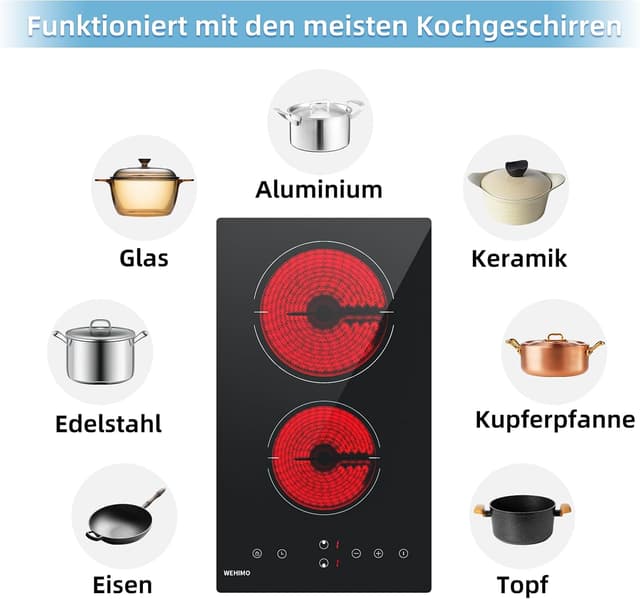 Detalle de WEHIMO Glaskeramikkochfeld 29,5 cm 3000 W