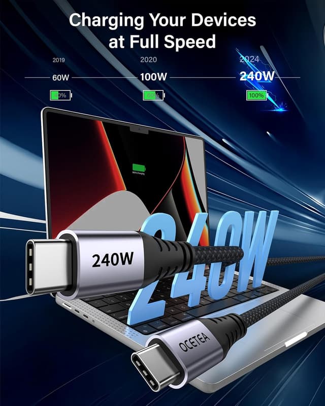 Thumbnail 2 de Ocetea 240W USB C Kabel Kurz 2er Set 0,3 m