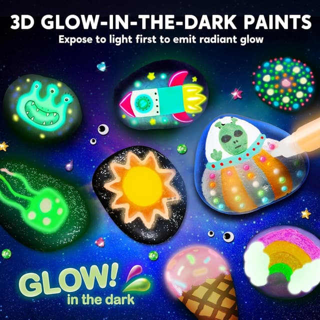 Detalle 2 de JOYIN Rock Painting Kit glow-in-the-dark craft kit 🎨