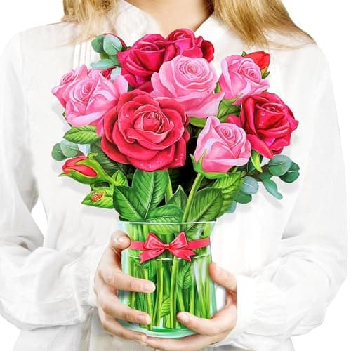 Detalle de Airpark Pop Up Flower Card 3D Red Rose Bouquet 💌