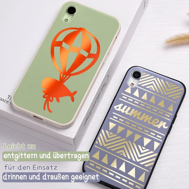 Detalle de IModeur galvanisierte Plotterfolie Vinyl Champagner (30,5 x 214 cm) – selbstklebend für Silhouette Cameo, Schilder & Deko