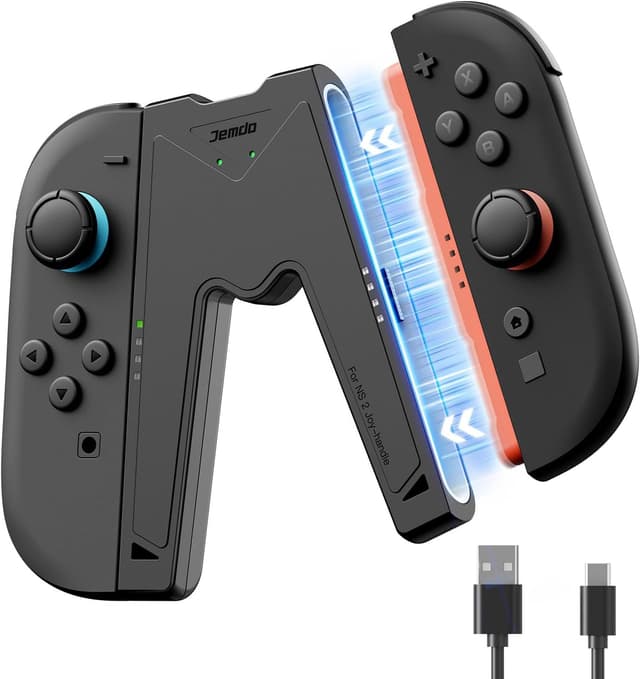 Detalle de JEMDO grip ricarica Joy-Con magnetico Switch 2 10W