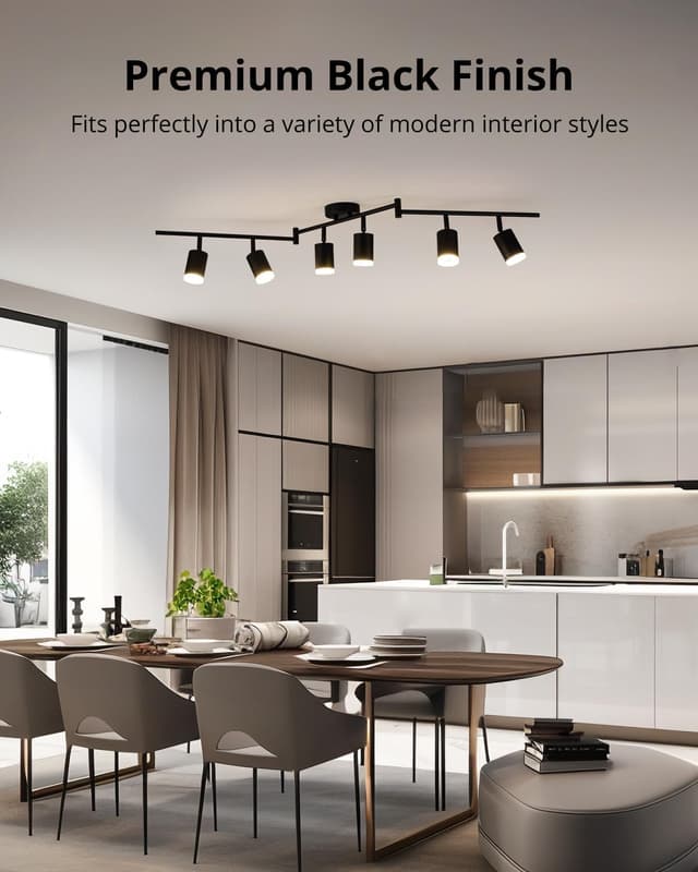Detalle 2 de Gr4tec 6-flammiger Deckenstrahler mit GU10 für Halo-Effekt, schwenkbar in Schwarz (ohne Leuchtmittel)