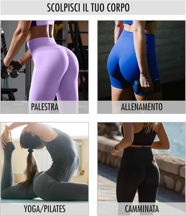 Detalle de Risalti Leggins Push Up Sculpt a vita alta seamless Made in Italy per yoga e fitness