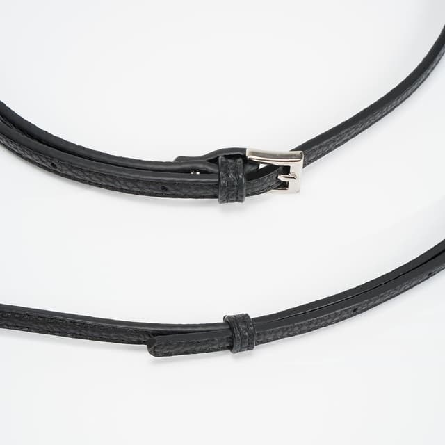 Detalle de Flyamapirit Schultergurt-Ersatz für Longchamp Taschen – Ledergurt mit verstellbarer Länge (0,9 cm breit, Schwarz + Silberhaken)