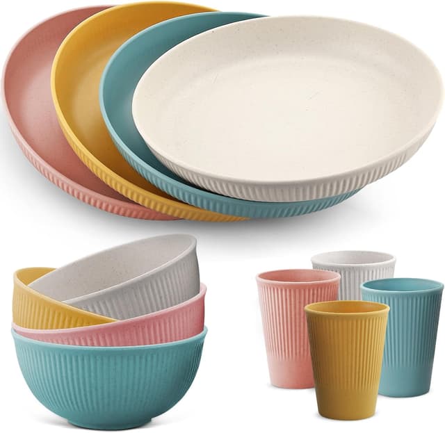 Imagen de HOMGEN 12Pcs Plastic Plates and Bowls set — reusable party crockery 🍽 en OfertitasTOP