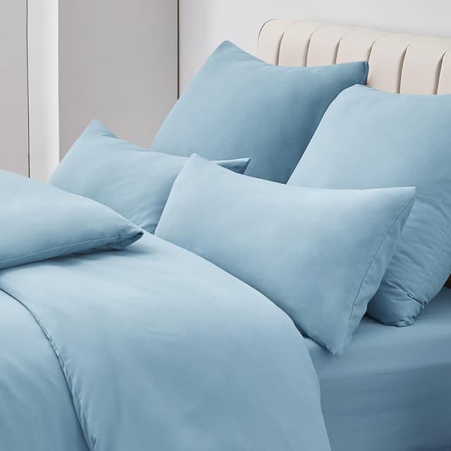 Detalle de Aisbo Kissenbezug 80x80 im 2er-Set (Hellblau) aus Mikrofaser mit Reißverschluss