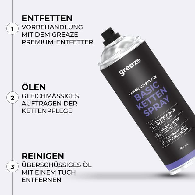 Detalle de URBAN ZWEIRAD Premium Kettenöl-Spray (Kettenspray Dryfluid) für Fahrradkette, Schaltwerk & Kette – 400 ml