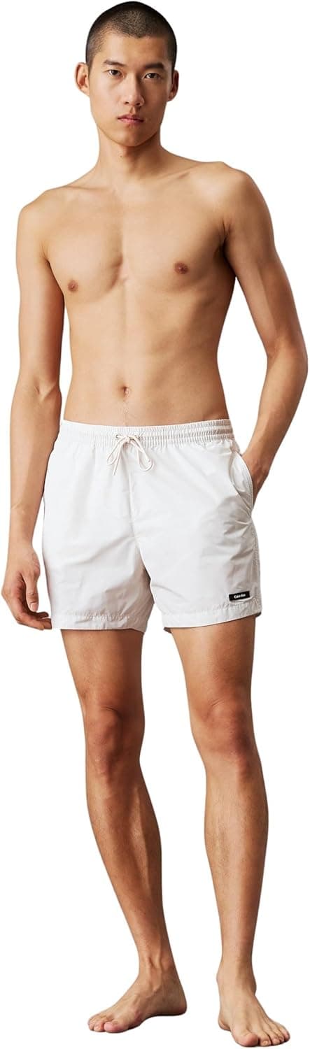 Detalle de Calvin Klein Men’s Medium Drawstring Swimming Trunks Long