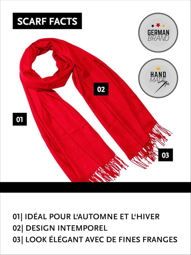 Detalle de Écharpe DonDon hiver douce 185 x 65 cm