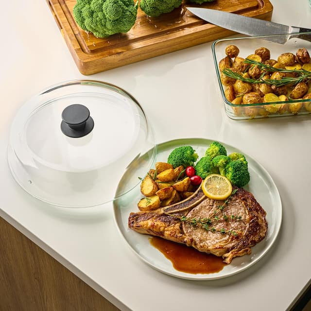 Detalle de Le'raze 10-Inch Glass Microwave Splatter Cover (BPA & Lead Free, Dishwasher Safe)