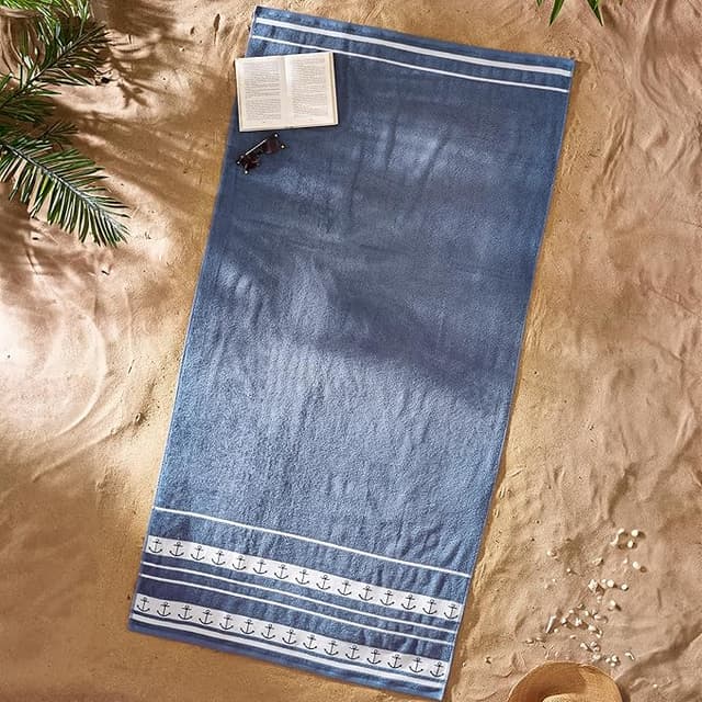 Imagen de Catherine Lansfield Anchors Toalla de Playa, Algodón, Azul 🏖 en OfertitasTOP