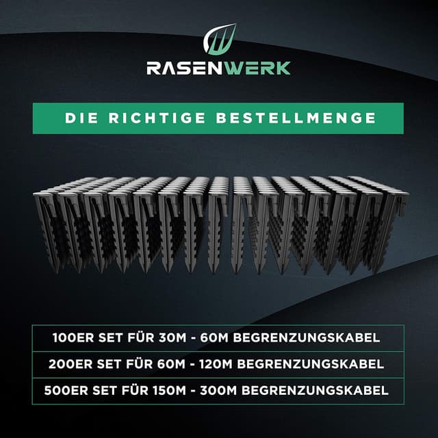 Thumbnail 6 de RASENWERK® Erdnägel für Mähroboter Begrenzungskabel (1000 Stück) – kompatibel mit Gardena, Husqvarna & Co.