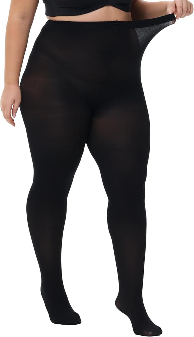 Detalle de Collants femme taille haute semi-transparents HeyUU (XL-4XL)