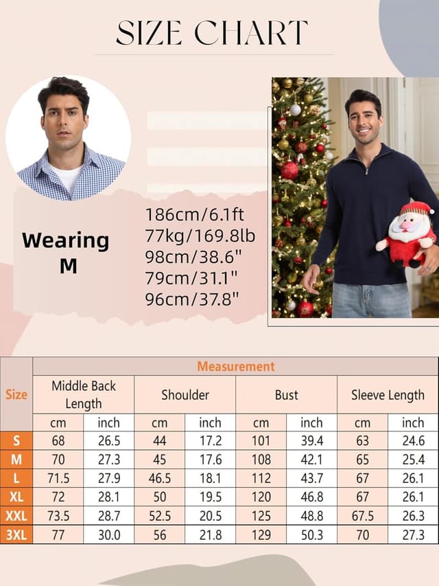 Thumbnail 6 de Pull homme Yukiuiny col zippé effet haut roulé Noël flocon de neige