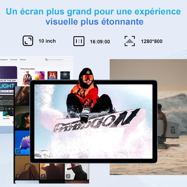 Detalle de Tablette 10 pouces Android 2026 Octa Core 20Go RAM + 128Go ROM (ext. TF) 5G Wi‑Fi FHD avec étui, clavier et souris