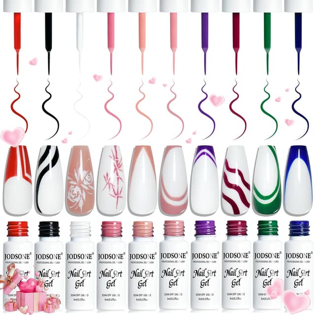 Detalle de JODSONE 10pcs Nail Art Gel Liner Set with Thin 3D Effect Detail Pens
