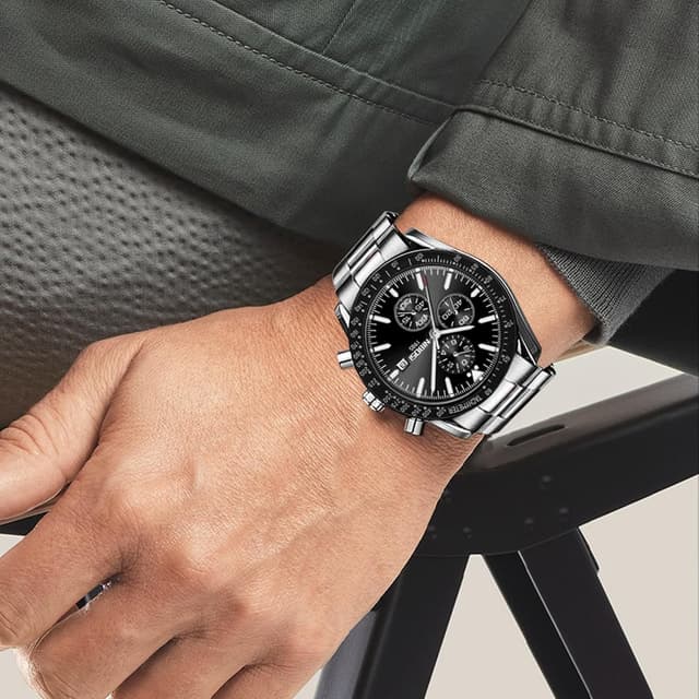 Detalle de NIBOSI Orologio uomo analogico al quarzo cronografo impermeabile con data e quadrante luminoso