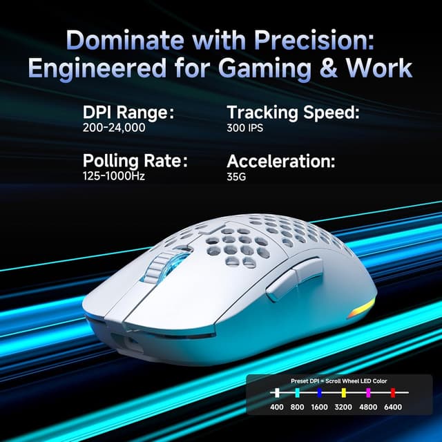 Detalle 2 de Dierya M1 Mouse gaming 24.000 DPI
