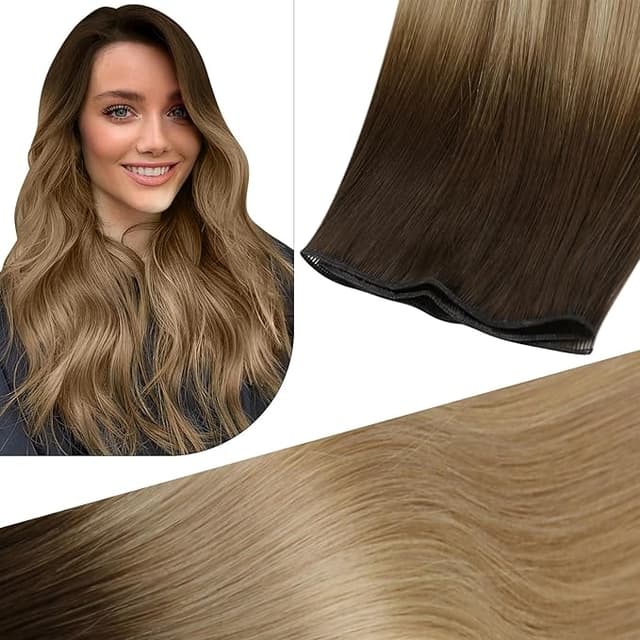 Detalle de Fshine Extensiones de Pelo Natural Castaño a Rubio Medio 💇♀