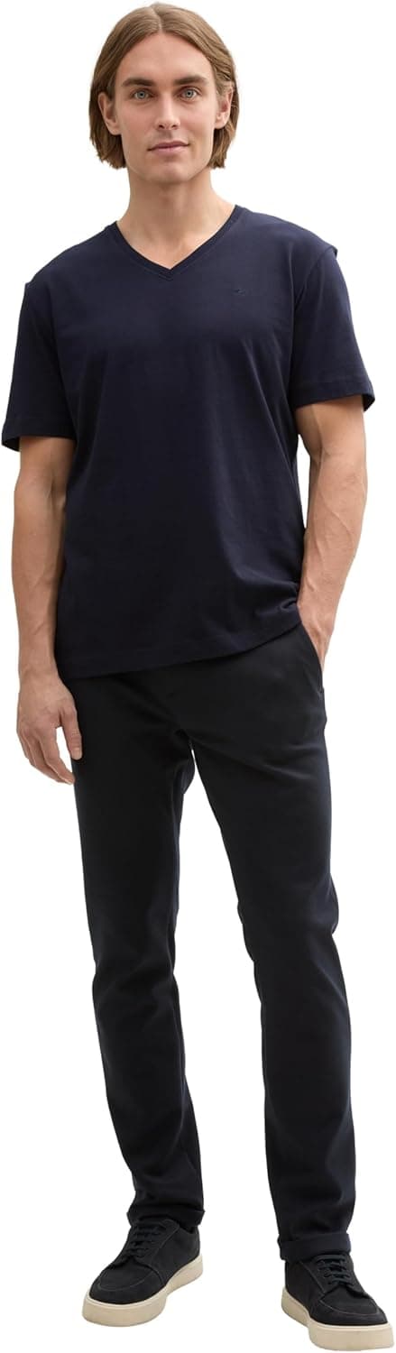 Detalle 2 de TOM TAILOR Maglietta Basic da uomo 10690 in maglia, Knitted Navy (XL)