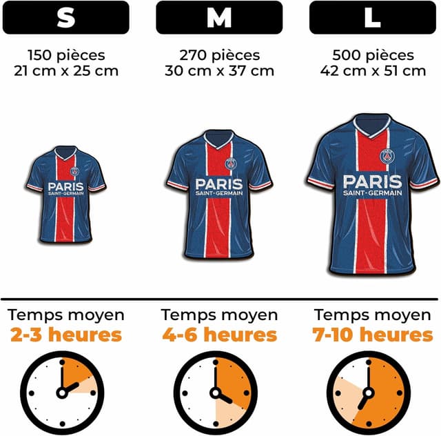 Detalle de Iconic Puzzles PSG Maillot (taille S) – puzzle en bois officiel, 150 pièces