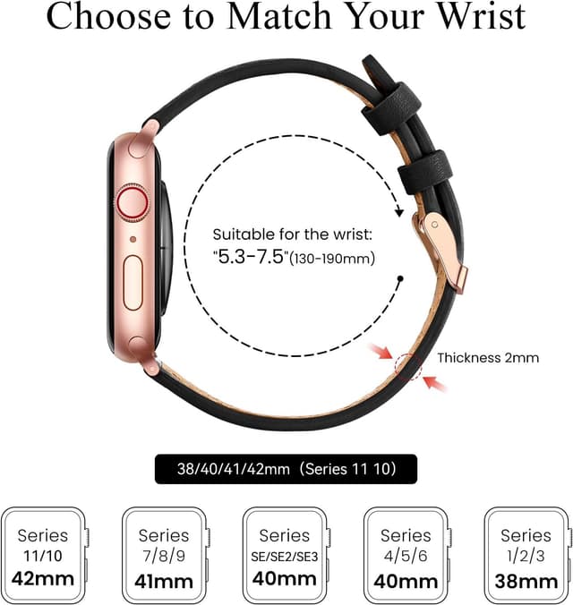 Detalle 2 de SUNFWR Leather Strap for Apple Watch 41mm