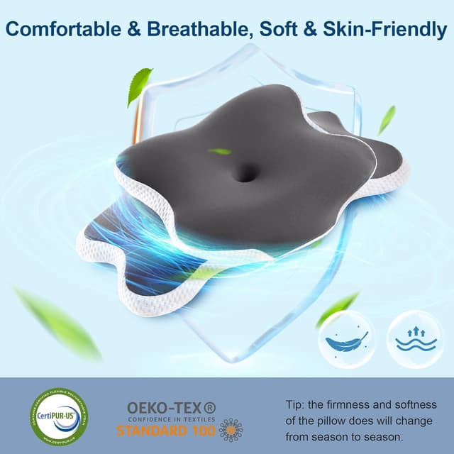 Thumbnail 6 de YunNasi Memory Foam Kissen mit ergonomischer Nackenstütze und kühlender Eisseide-Bezug