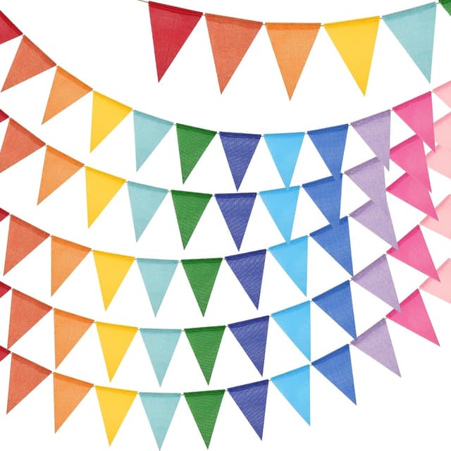 Detalle de G2PLUS 20M Rainbow Burlap Bunting