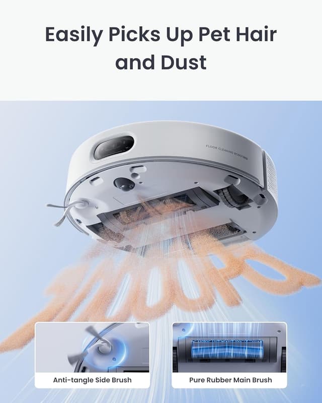 Detalle 2 de SwitchBot S20 Robot Vacuum Cleaner with Mop: 10,000Pa suction, AI obstacle avoidance and auto mop washing