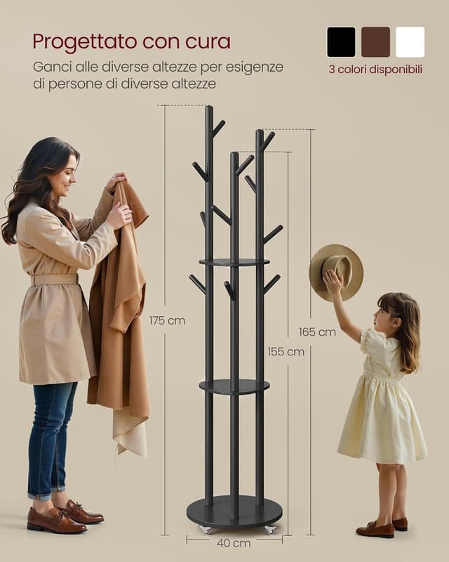 Thumbnail 6 de Attaccapanni VASAGLE da terra RCR023B01 con 11 ganci