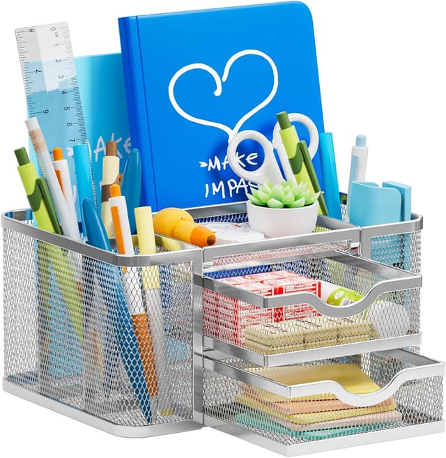 Thumbnail 6 de Marbrasse Organizer Scrivania in rete con portapenne e 3 scomparti (blu)