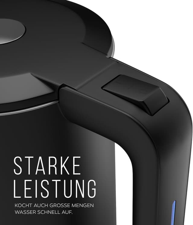 Detalle de Balter Wasserkocher Edelstahl WK-4 (1,7 Liter) mit Doppelwand, LED & Sicherheitsfunktionen – kompakter Teekocher in Schwarz