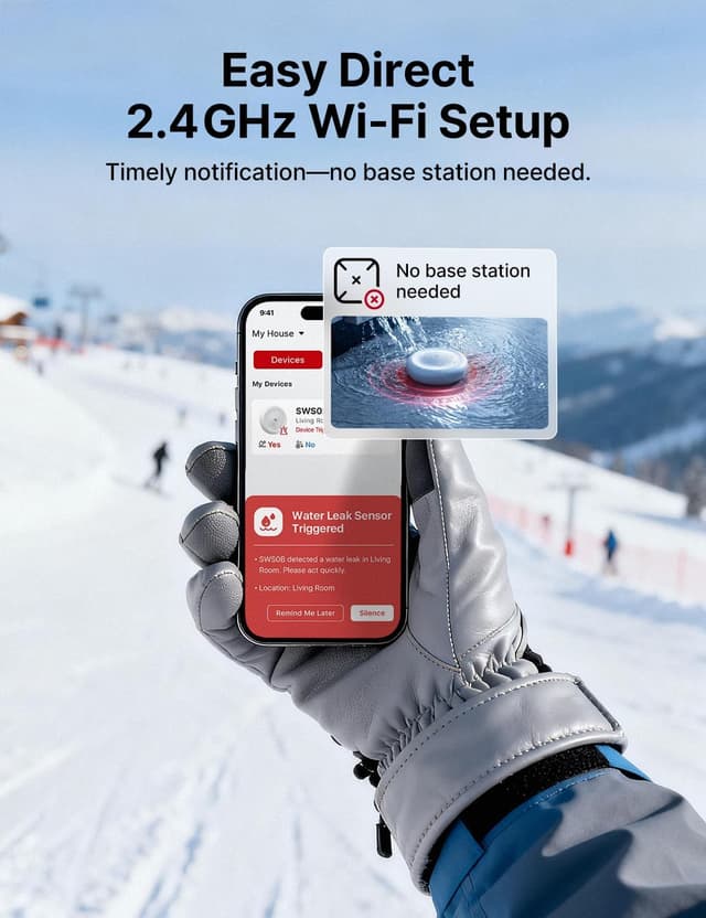 Thumbnail 4 de X-Sense Wi‑Fi Water Leak & Low Temperature Alarm (SWS0B) Smart 2-in-1 Sensor, 3-Pack