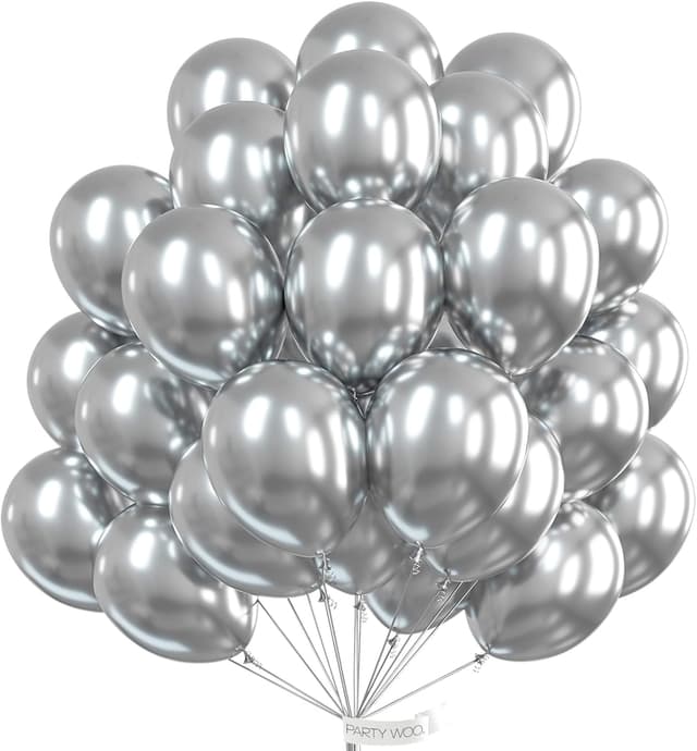Imagen de PartyWoo Metallic Silver Balloons 12in ๐ en OfertitasTOP