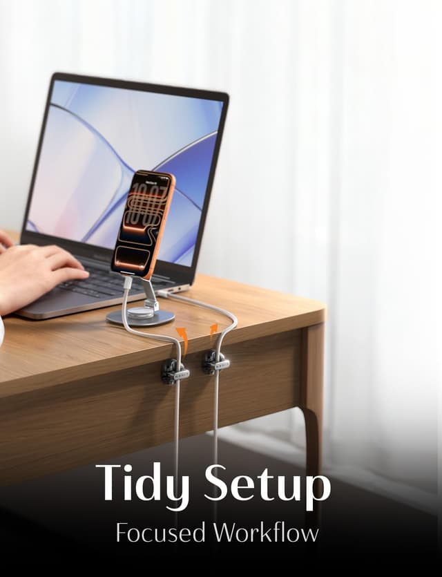 Detalle 2 de LISEN Magnetischer Ladekabel-Organizer – Kabelmanagement-Clips mit starkem Klebstoff, 9 Stück (schwarz)