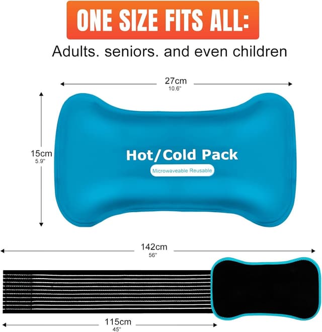 Detalle de Reusable Gel Ice Packs with Long Strap Wrap for Sports Injuries & Pain Relief (2 Piece)