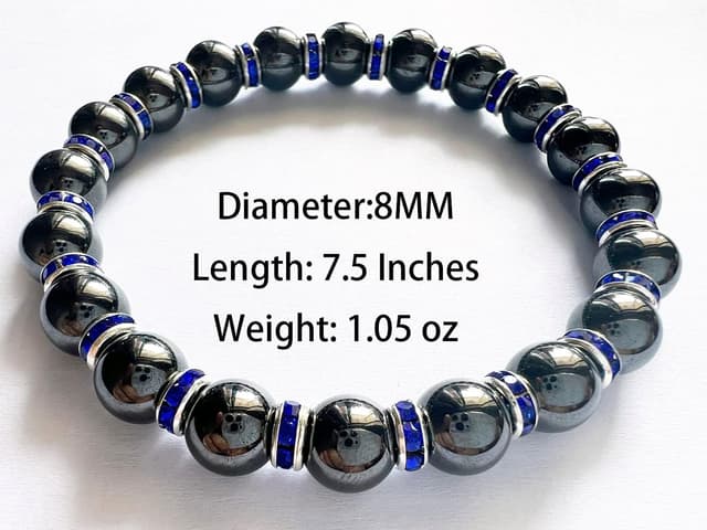 Detalle de Apocalyptic-K Hämatit Magnetarmband mit Strasssteinen (6/8 mm) – antistatisch für Männer & Frauen