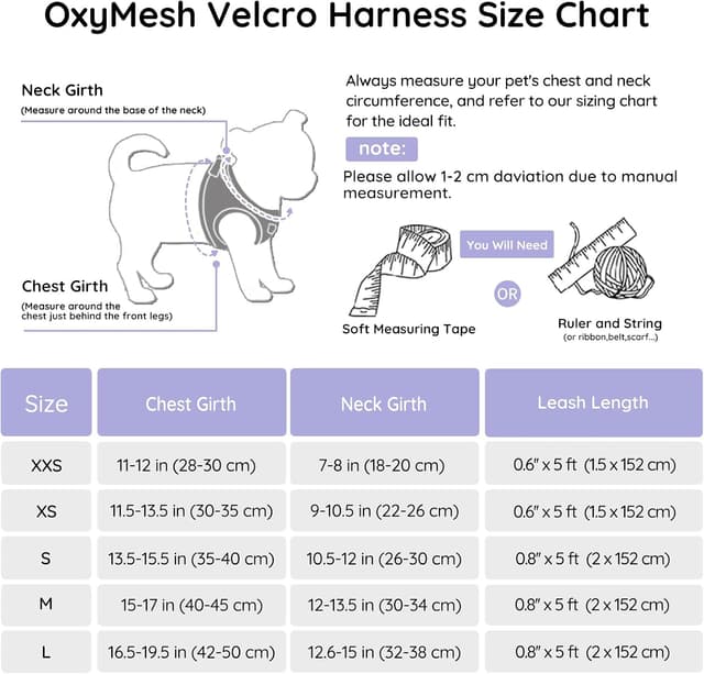 Detalle de BELLA & PAL Dog Harness and Leash Set (Step-in Puppy Harness) in Purple, M