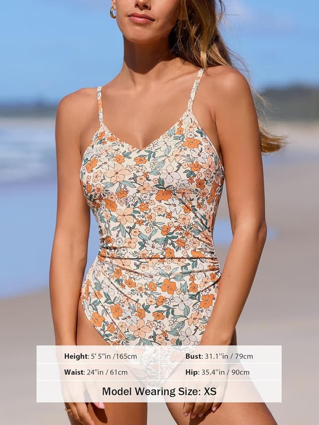 Detalle de Costume intero donna CUPSHE con scollo a V, drappeggio e coppe morbide rimovibili